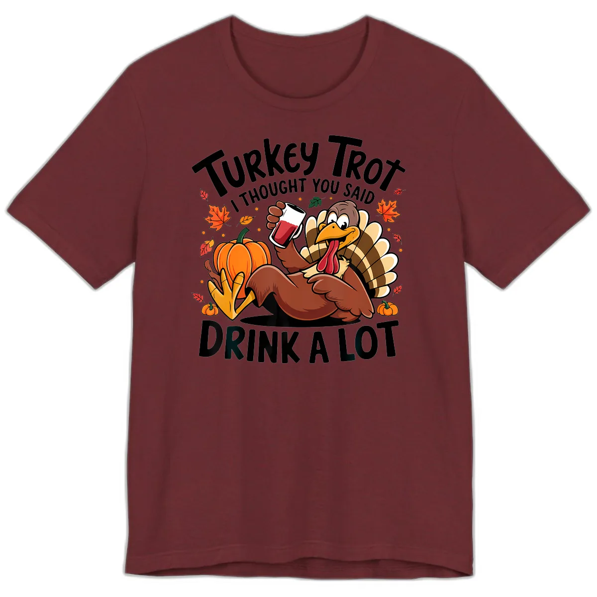 Turkey Trot Drink A Lot T-Shirt Design Premium T-Shirt in Heather Cardinal