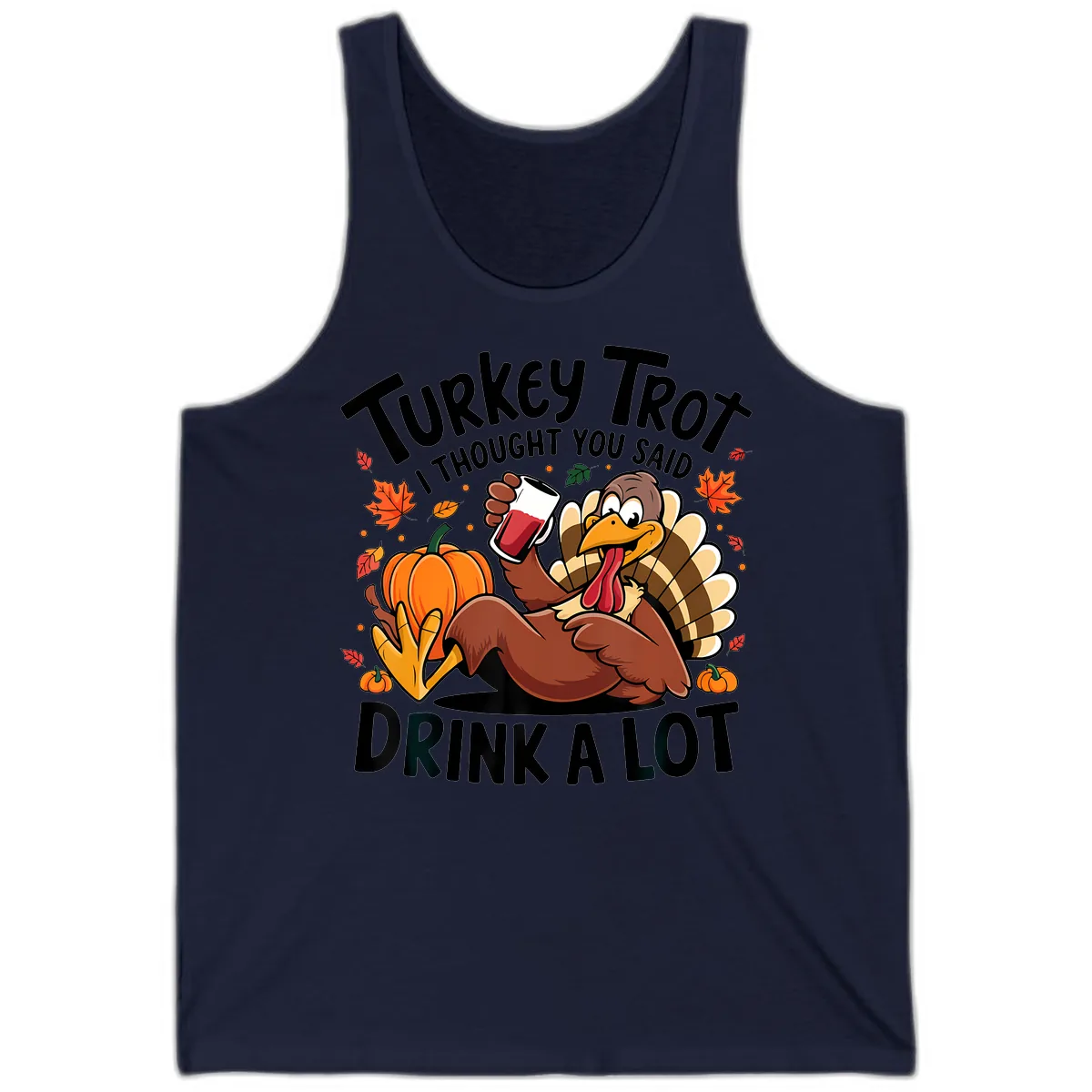 Turkey Trot Drink A Lot T-Shirt Design Tank in Navy
