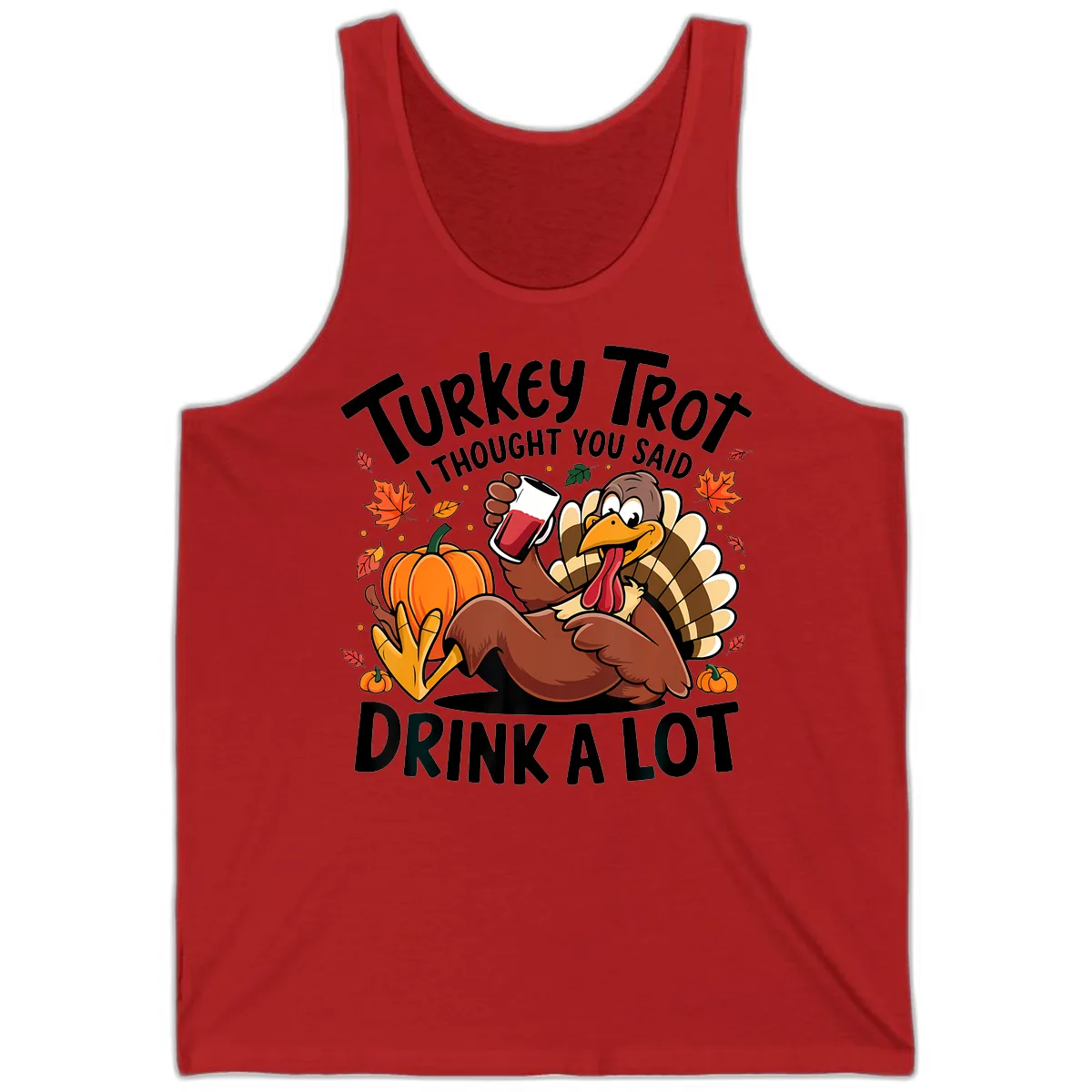 Turkey Trot Drink A Lot T-Shirt Design Tank in Red