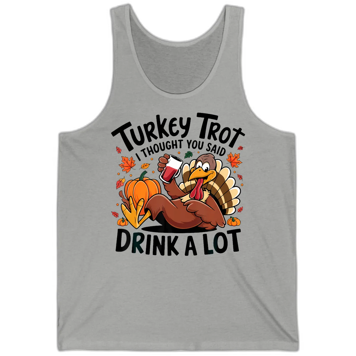 Turkey Trot Drink A Lot T-Shirt Design Tank in Athletic Heather