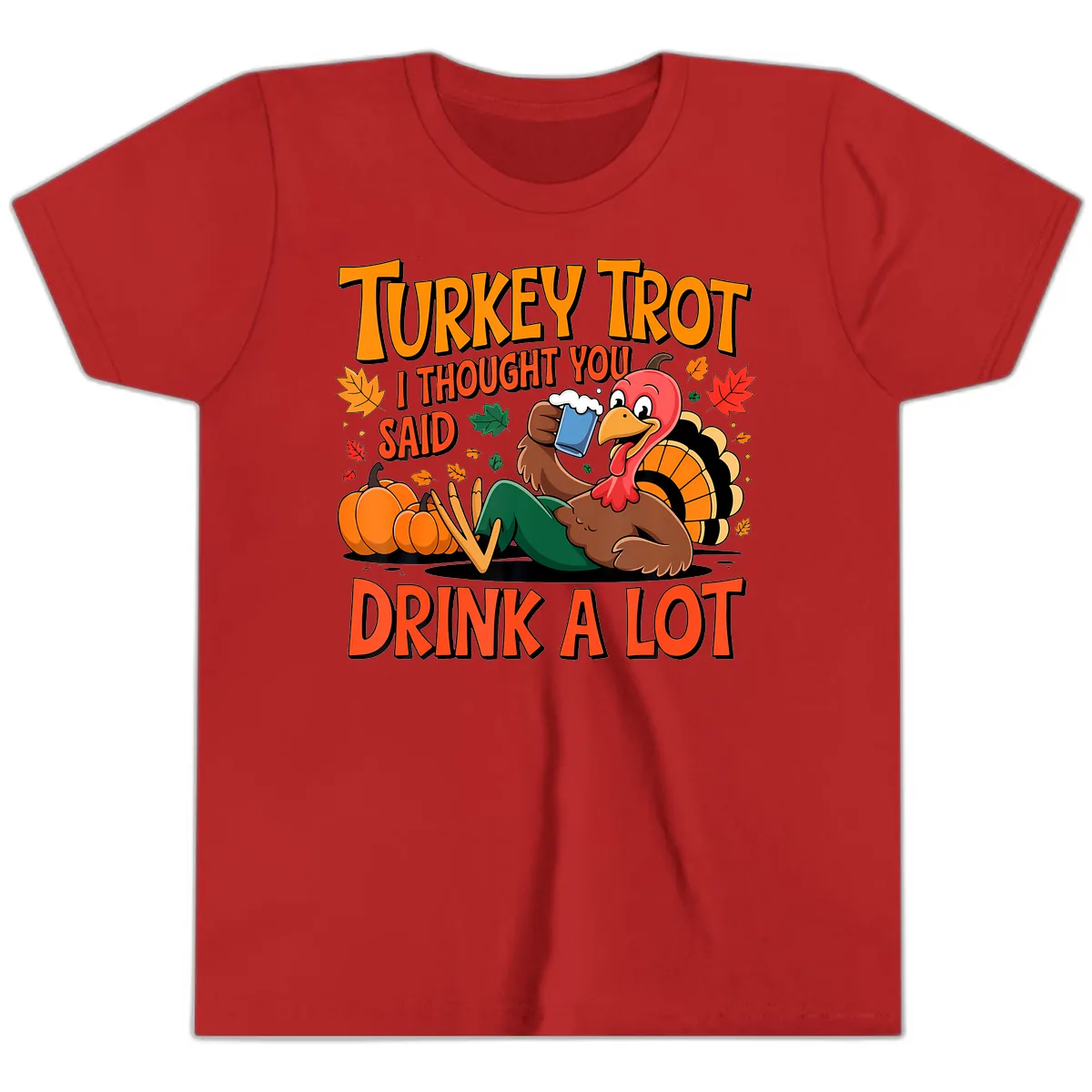 Turkey Trot Drink A Lot Youth T-Shirt in Red