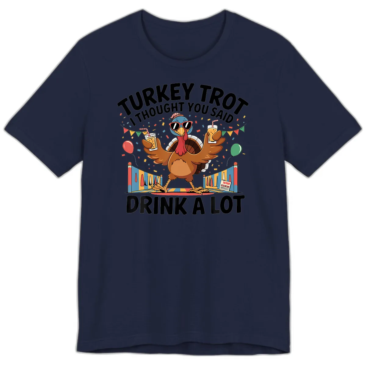 Turkey Trot I Thought You Said Drink A Lot Premium T-Shirt in Navy