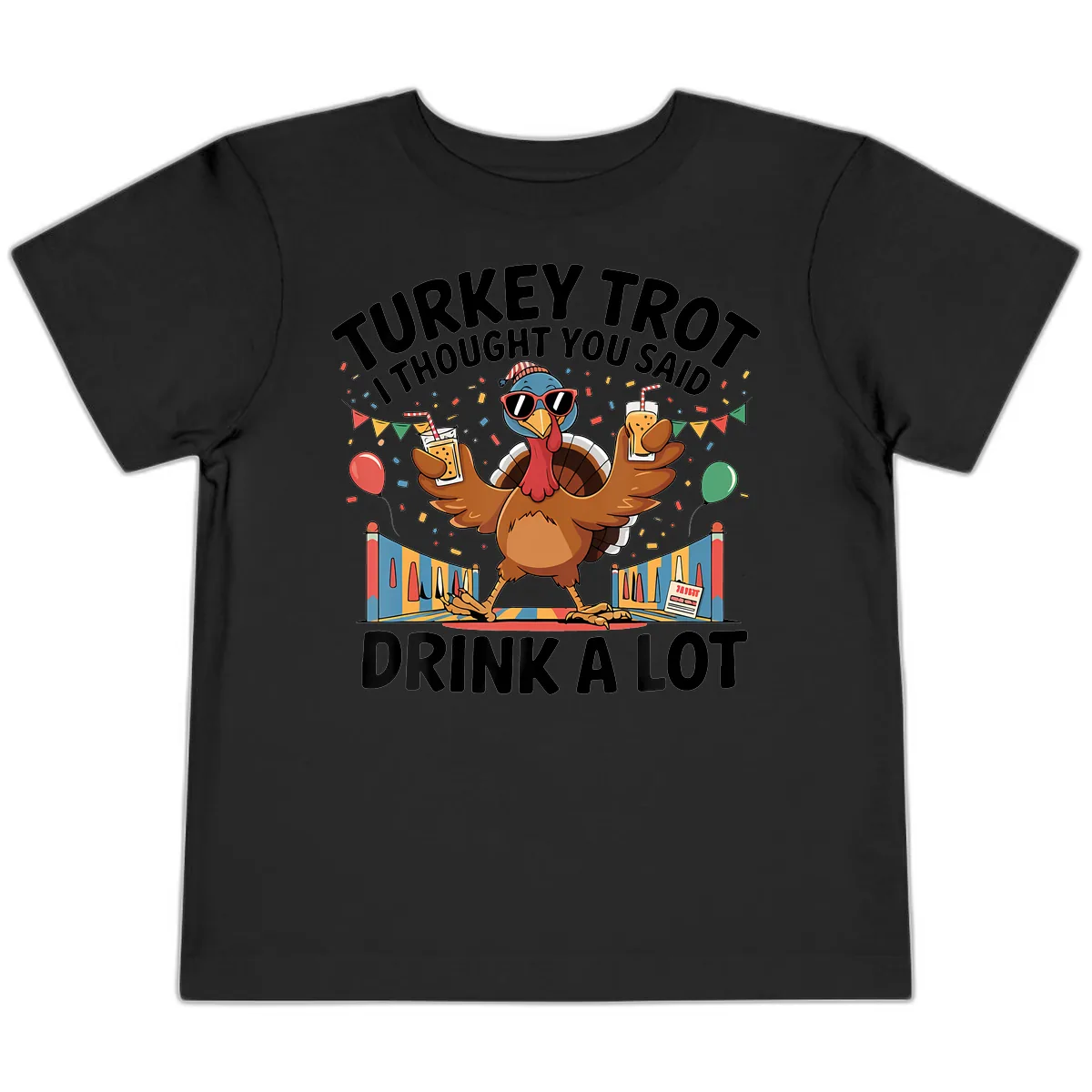 Turkey Trot I Thought You Said Drink A Lot Toddler T-Shirt in Black