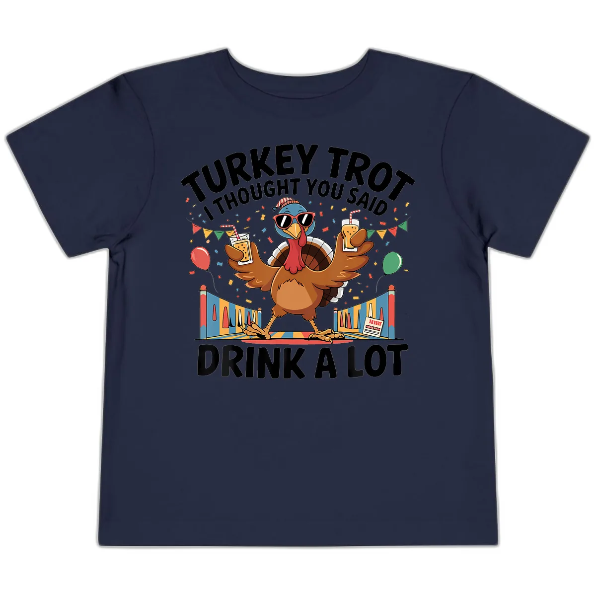 Turkey Trot I Thought You Said Drink A Lot Toddler T-Shirt in Navy