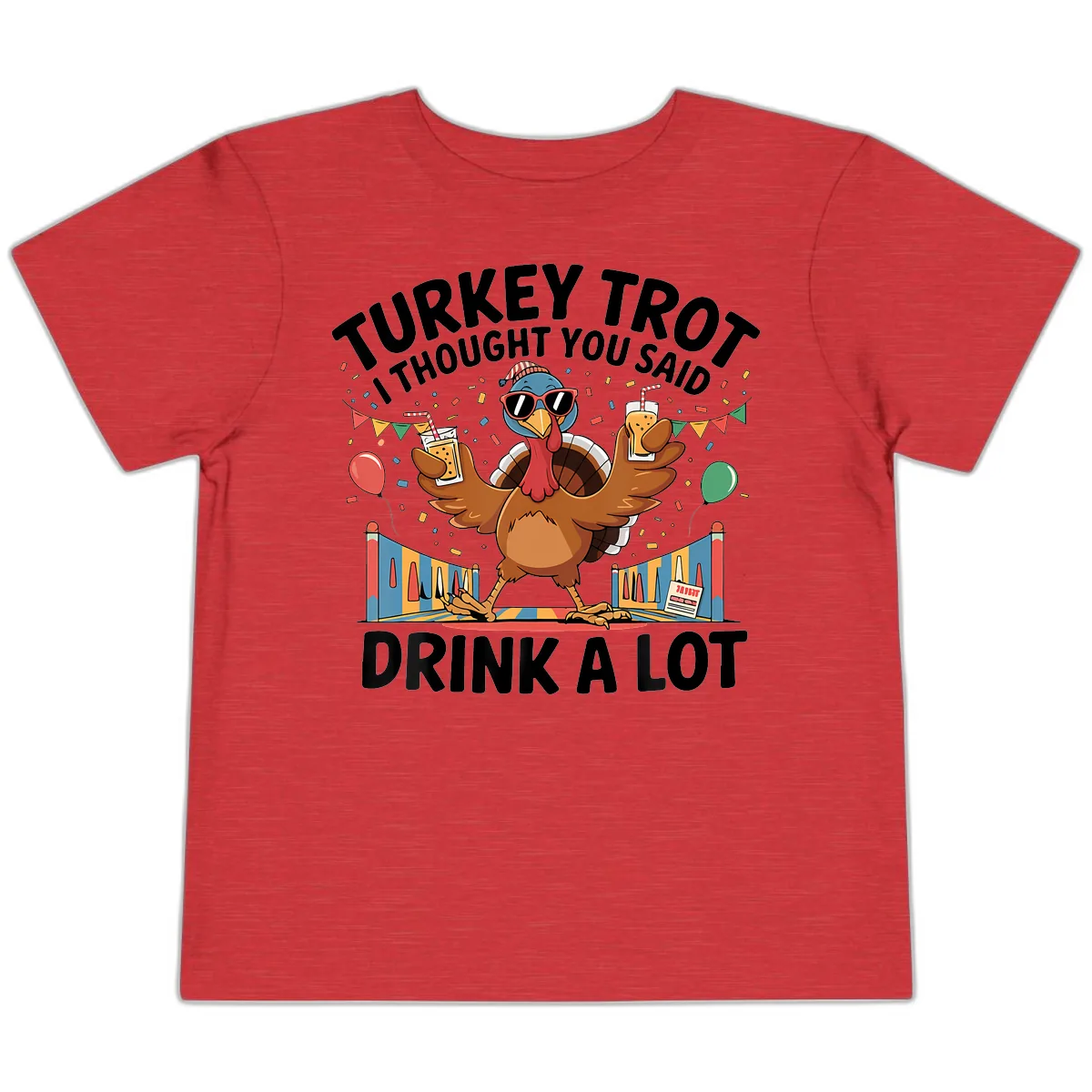 Turkey Trot I Thought You Said Drink A Lot Toddler T-Shirt in Heather Red