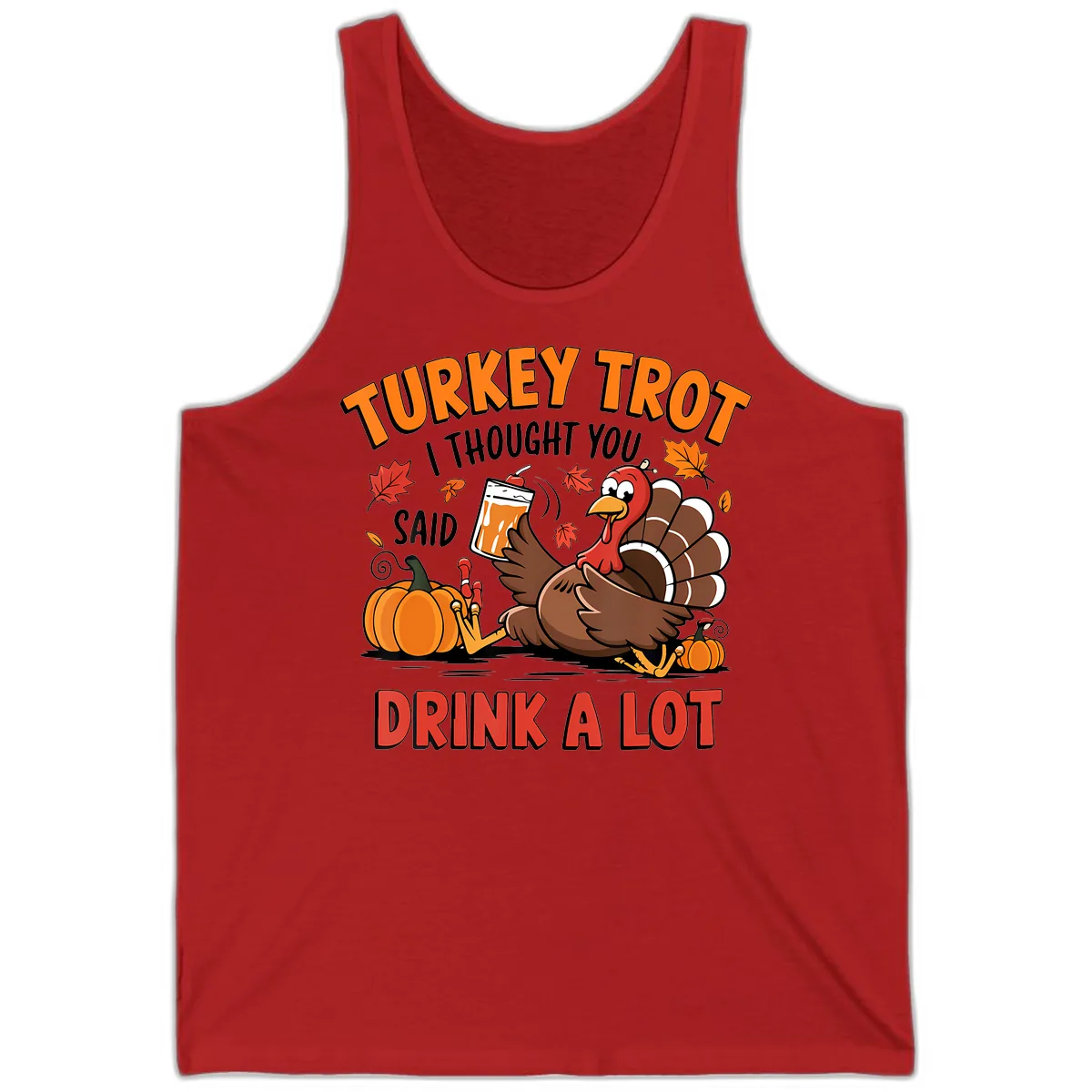 Turkey Trot Drink A Lot Design Tank in Red