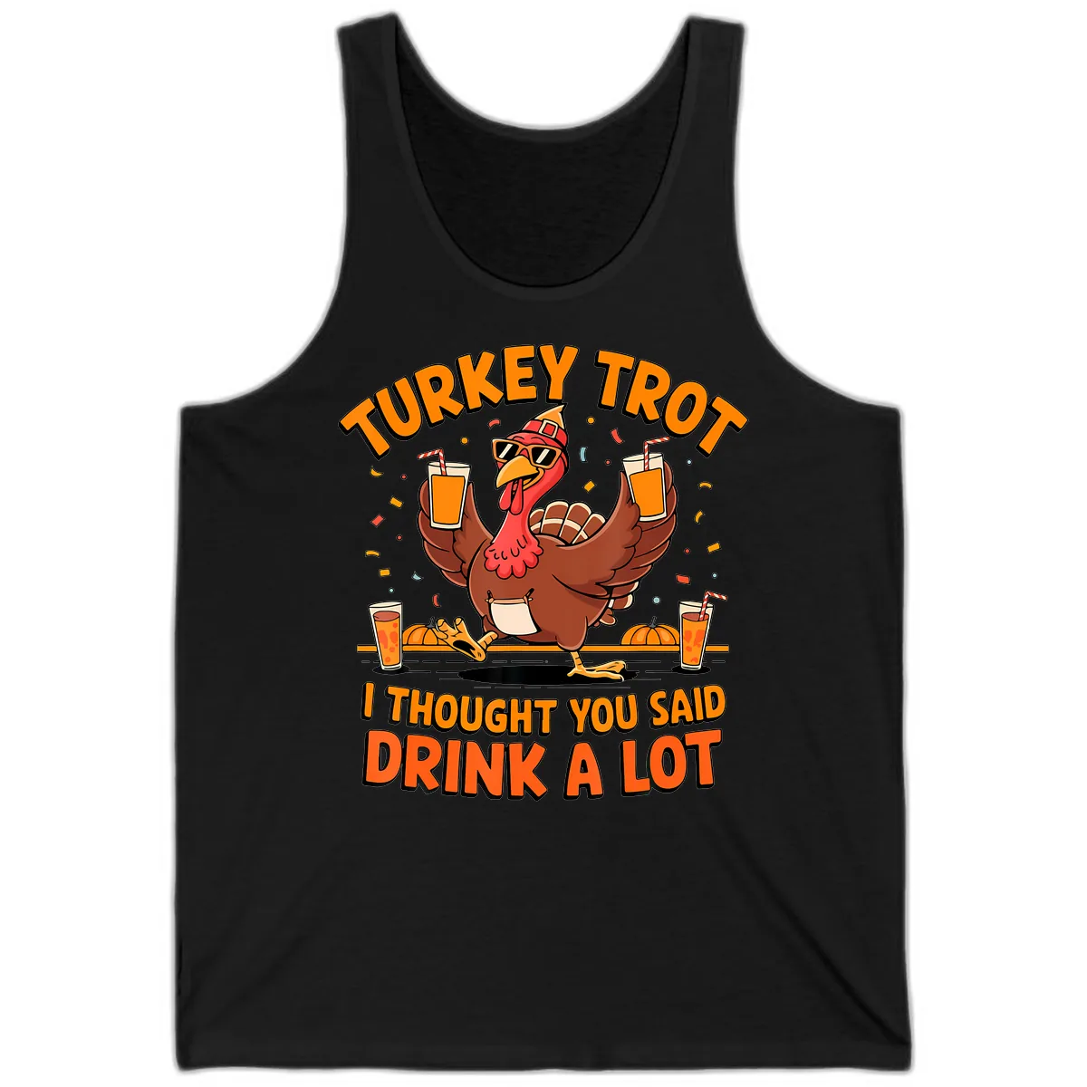 Turkey Trot Drink A Lot Fun Turkey Tank in Black