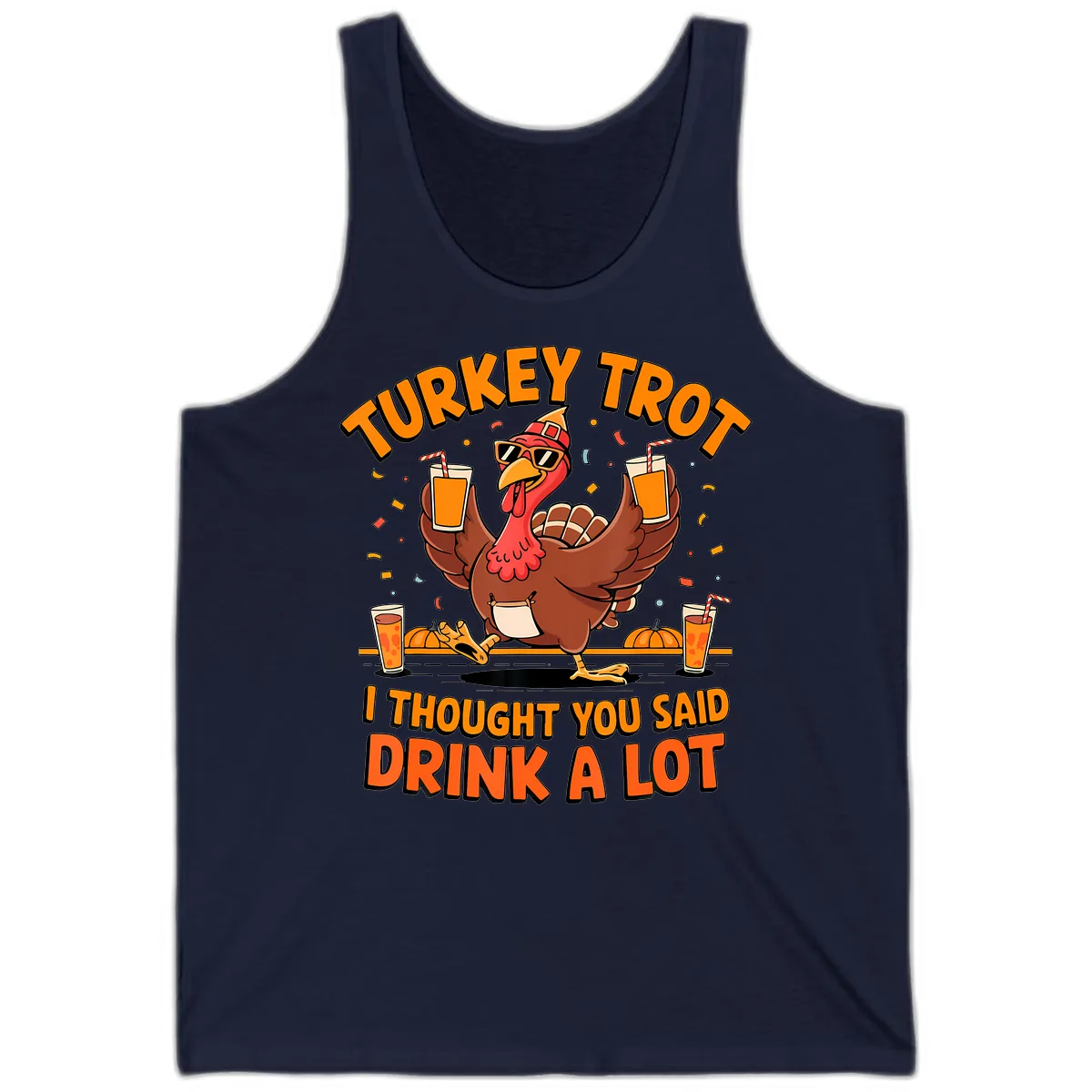 Turkey Trot Drink A Lot Fun Turkey Tank in Navy