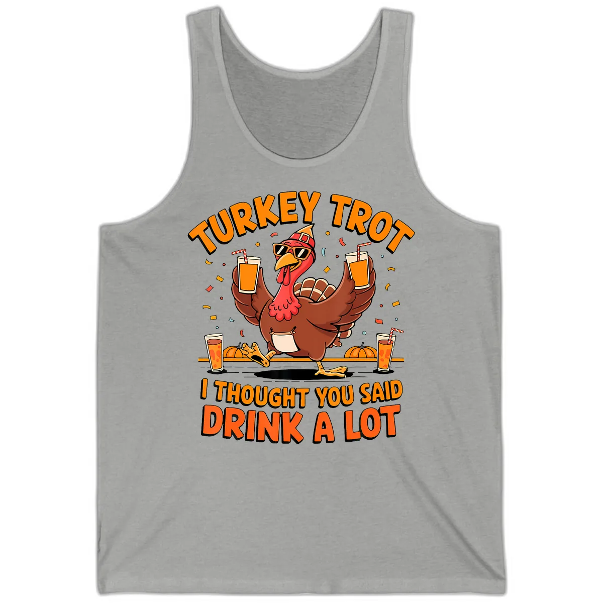 Turkey Trot Drink A Lot Fun Turkey Tank in Athletic Heather