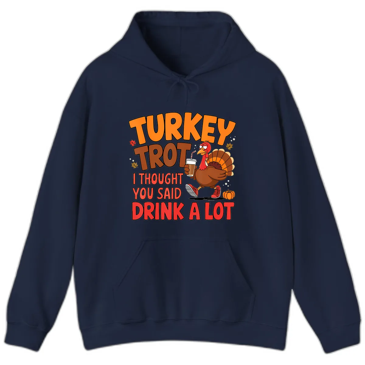 Turkey Trot Drink A Lot Graphic Hoodie in Navy
