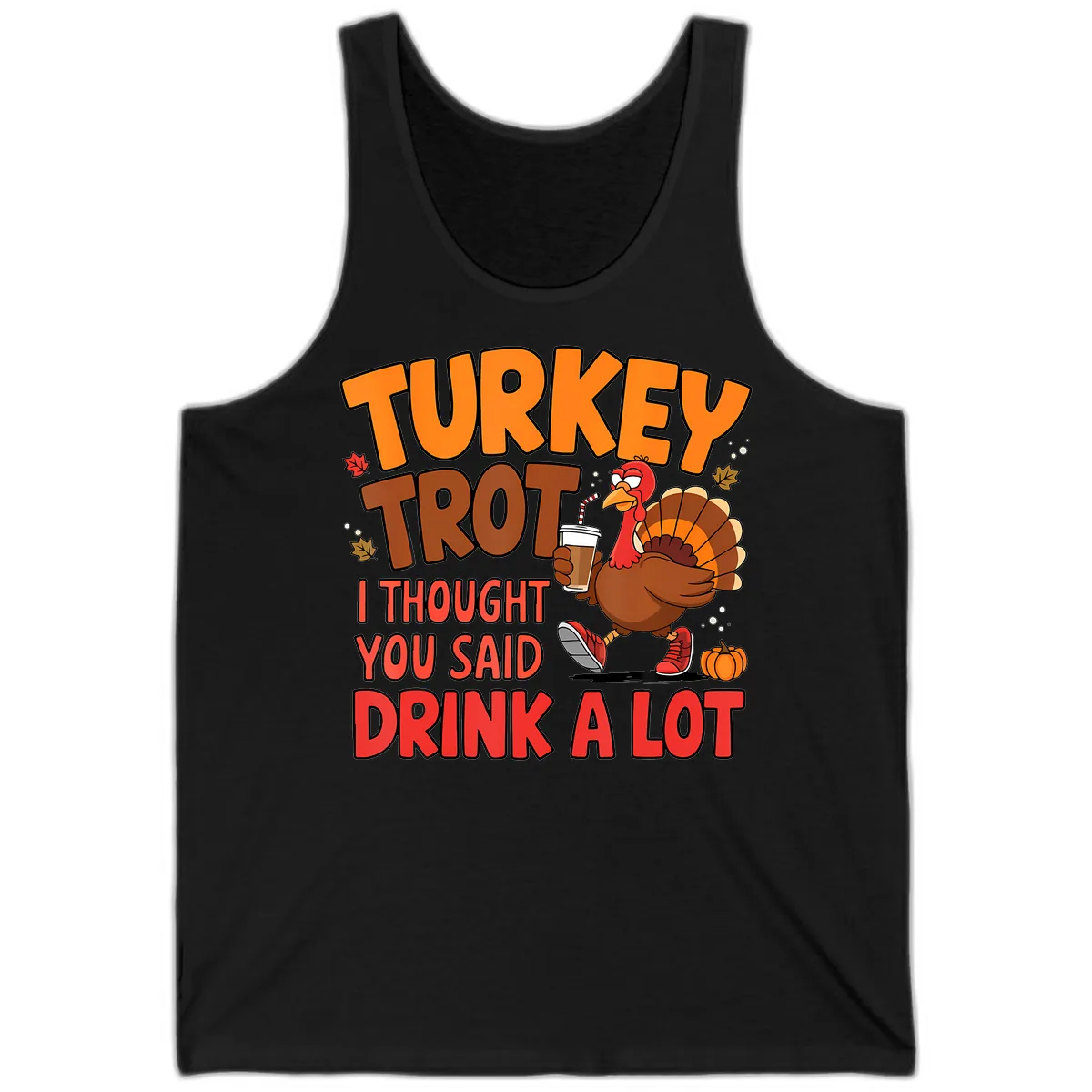 Turkey Trot Drink A Lot Graphic Tank in Black