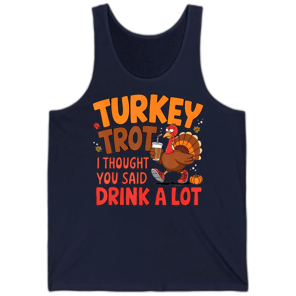 Turkey Trot Drink A Lot Graphic Tank in Navy