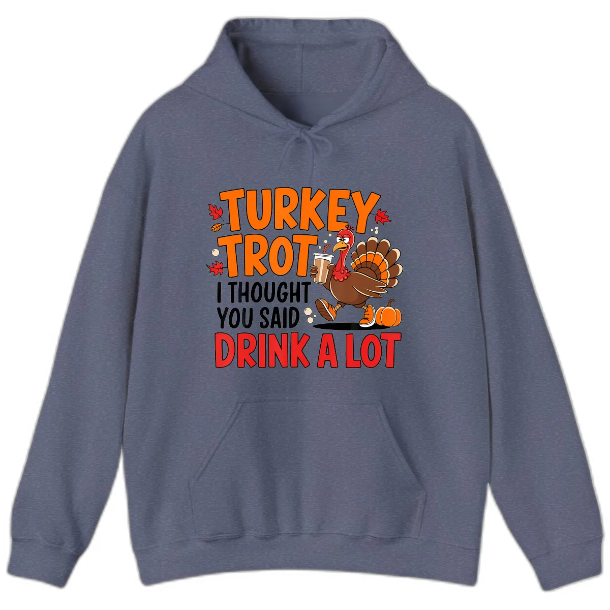 Turkey Trot Drink A Lot Hoodie in Heather Navy
