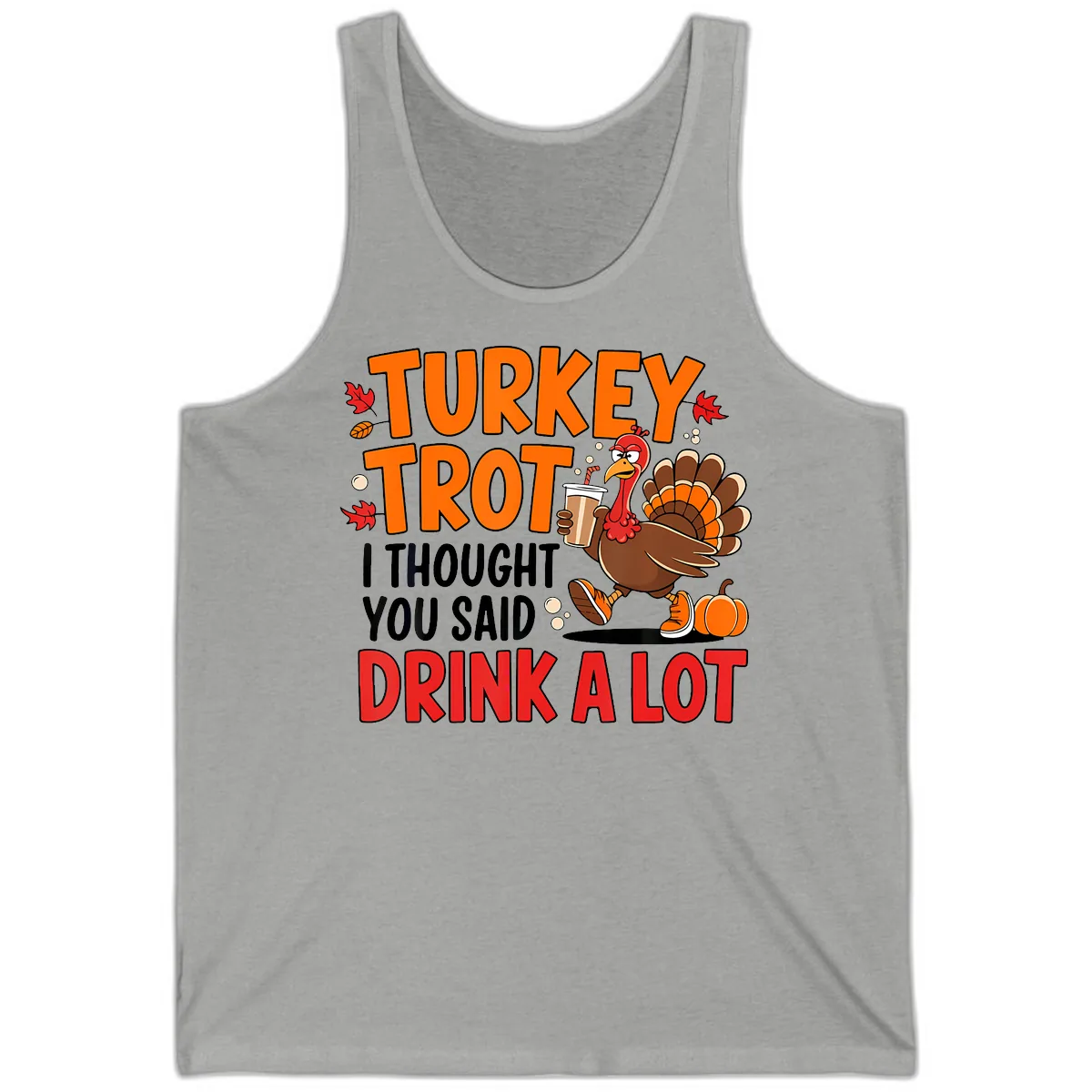 Turkey Trot Drink A Lot Tank in Athletic Heather