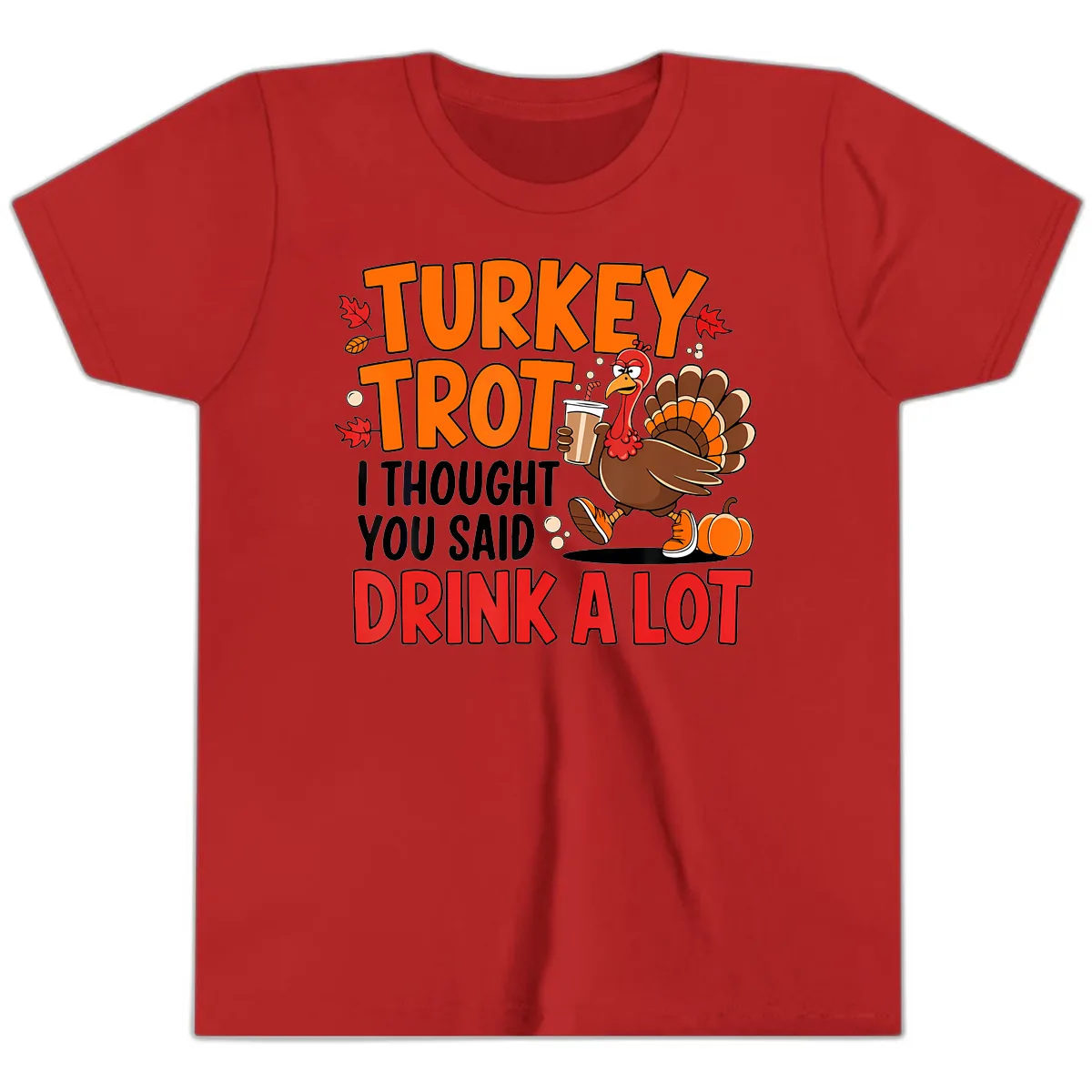 Turkey Trot Drink A Lot Youth T-Shirt in Red