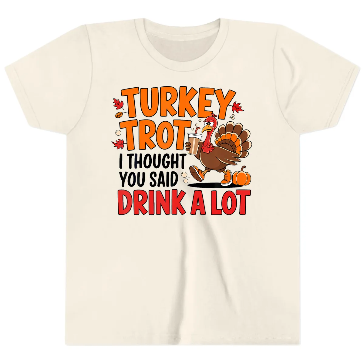 Turkey Trot Drink A Lot Youth T-Shirt in Natural
