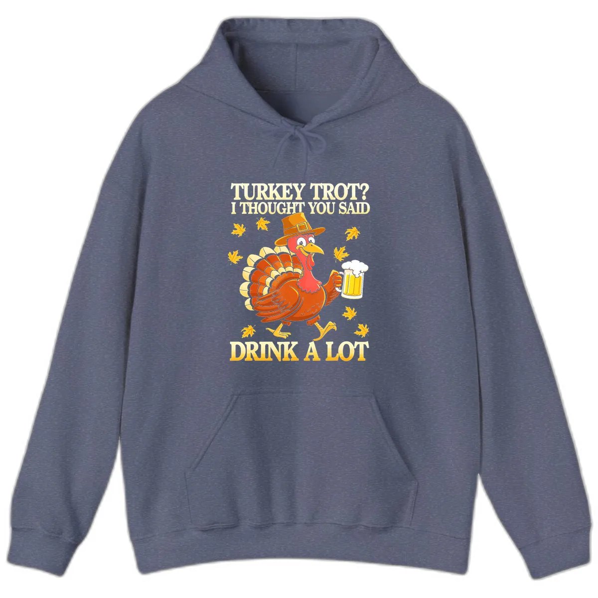 Turkey Trot Drink A Lot Hoodie in Heather Navy