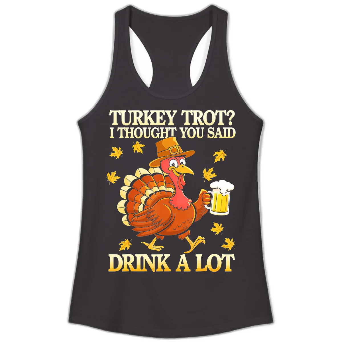 Turkey Trot Drink A Lot Ladies Tank in Black