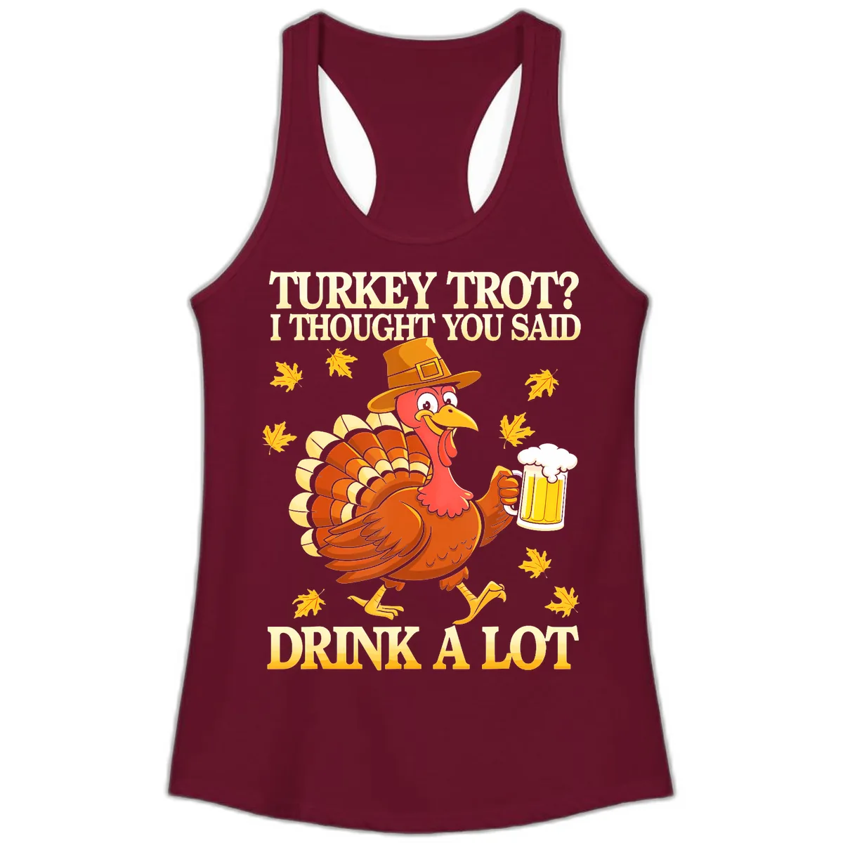 Turkey Trot Drink A Lot Ladies Tank in Solid Cardinal Red