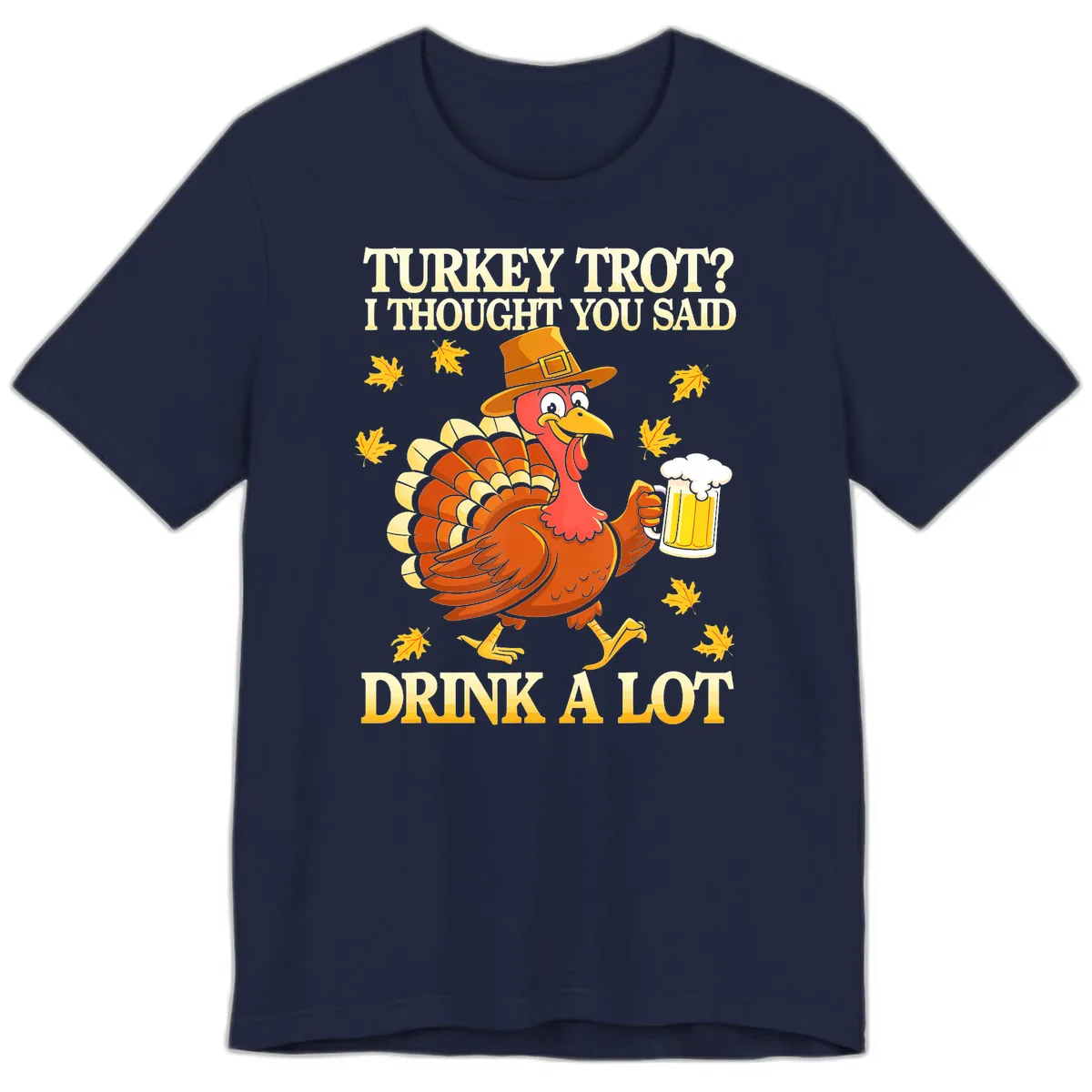 Turkey Trot Drink A Lot Premium T-Shirt in Navy