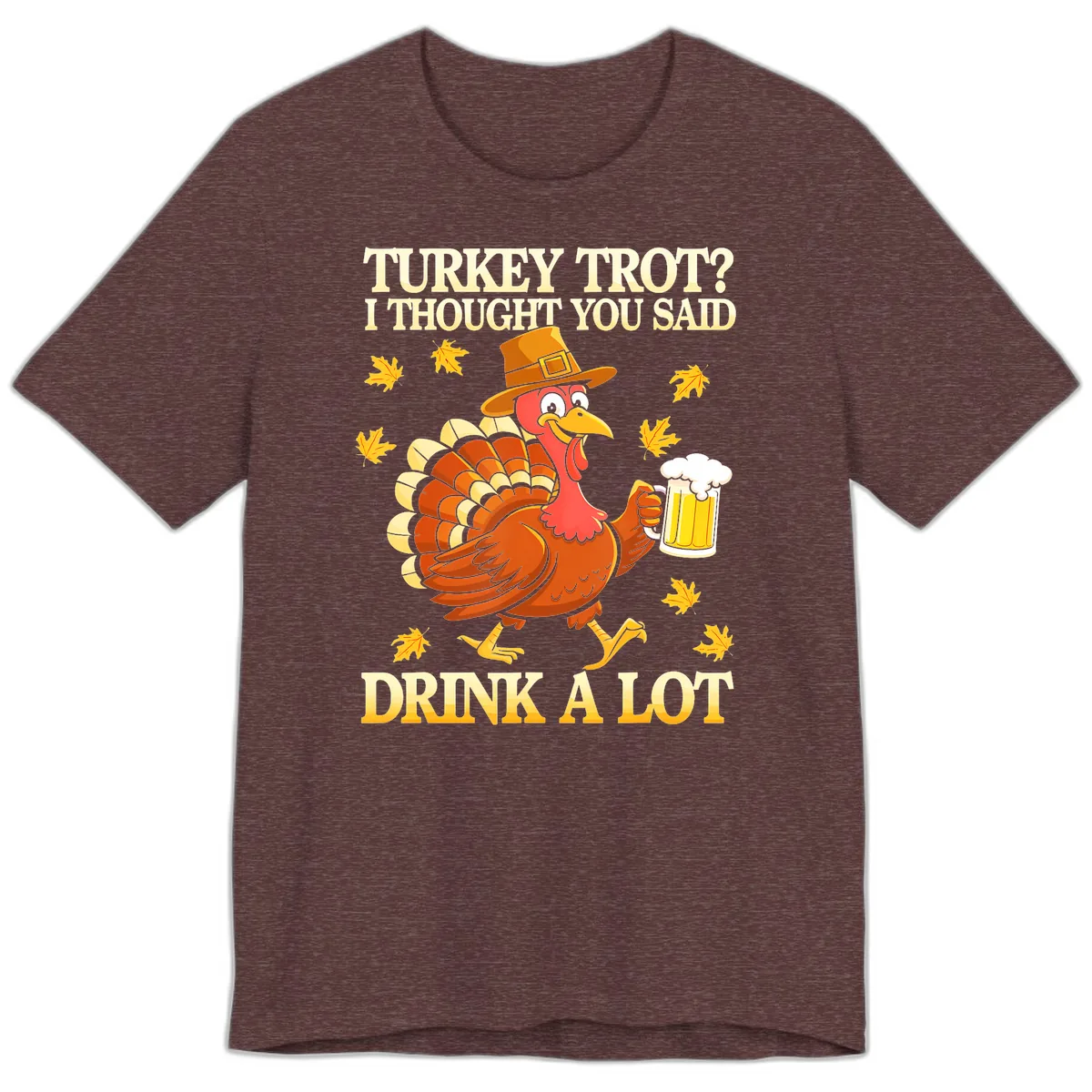 Turkey Trot Drink A Lot Premium T-Shirt in Heather Maroon