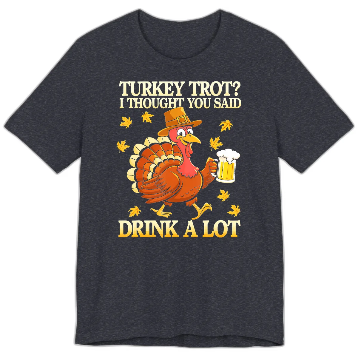 Turkey Trot Drink A Lot Premium T-Shirt in Heather Navy