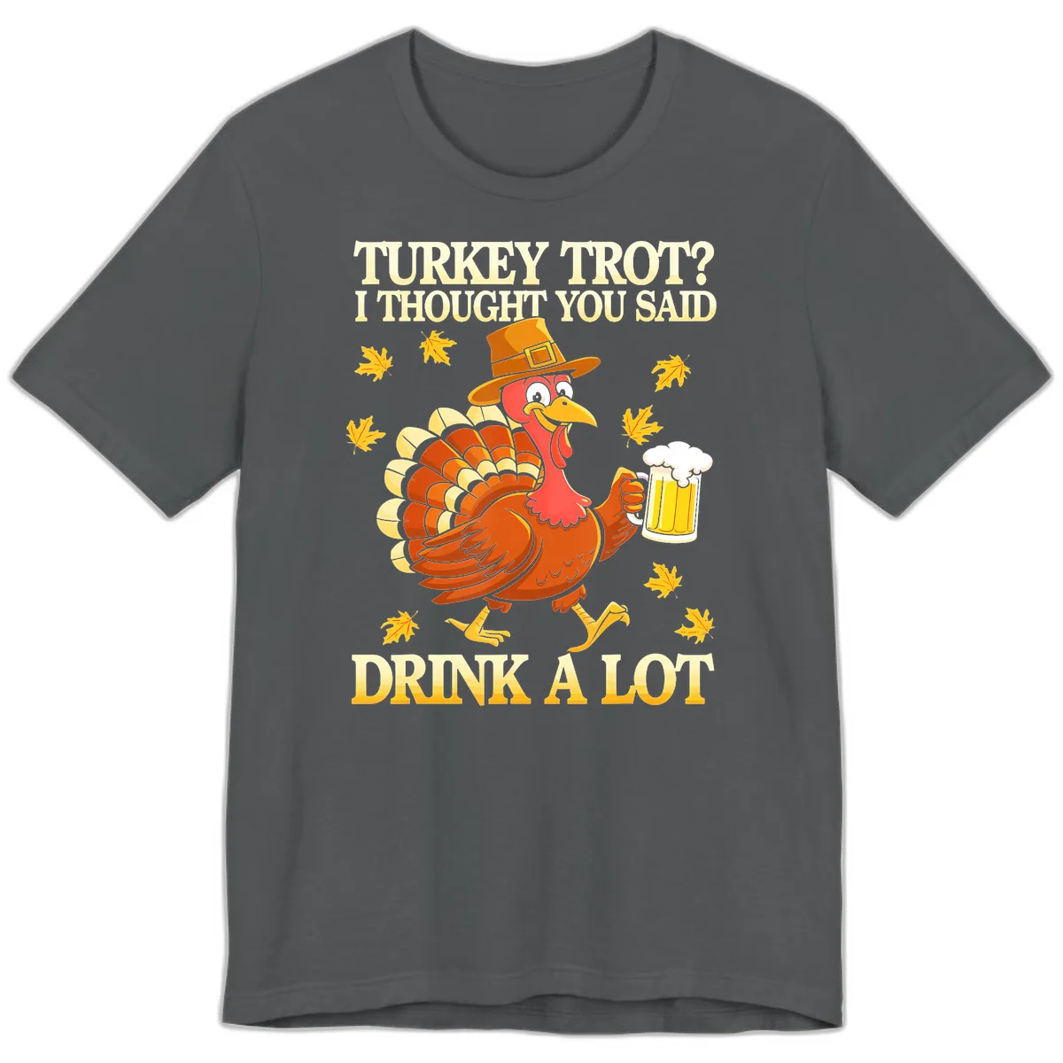 Turkey Trot Drink A Lot Premium T-Shirt in Asphalt