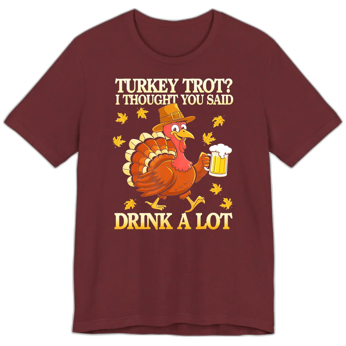Turkey Trot Drink A Lot Premium T-Shirt in Heather Cardinal