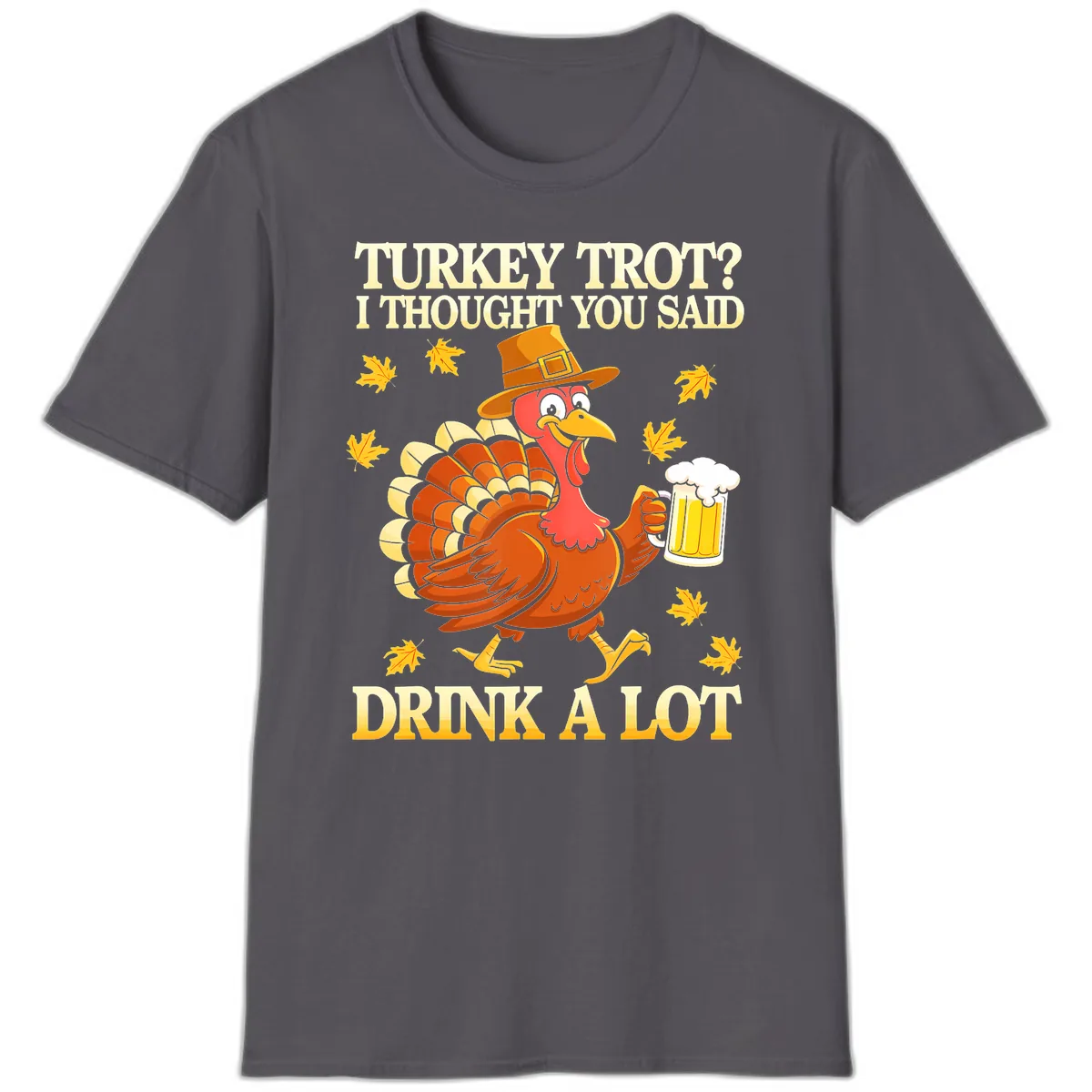 Turkey Trot Drink A Lot T-Shirt in Charcoal