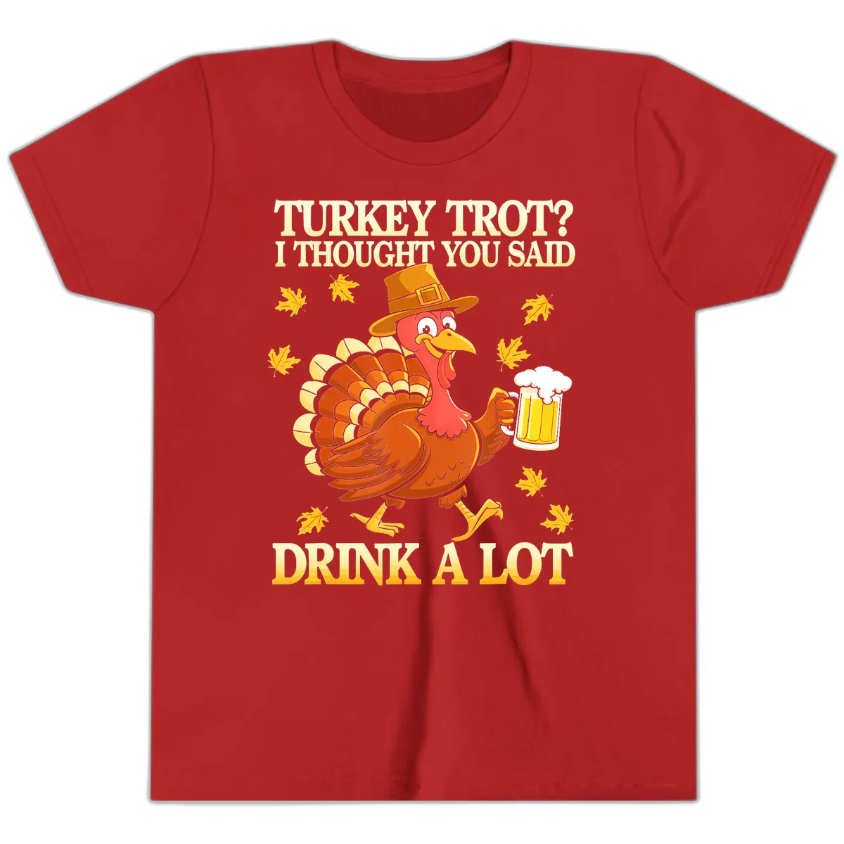 Turkey Trot Drink A Lot Youth T-Shirt in Red