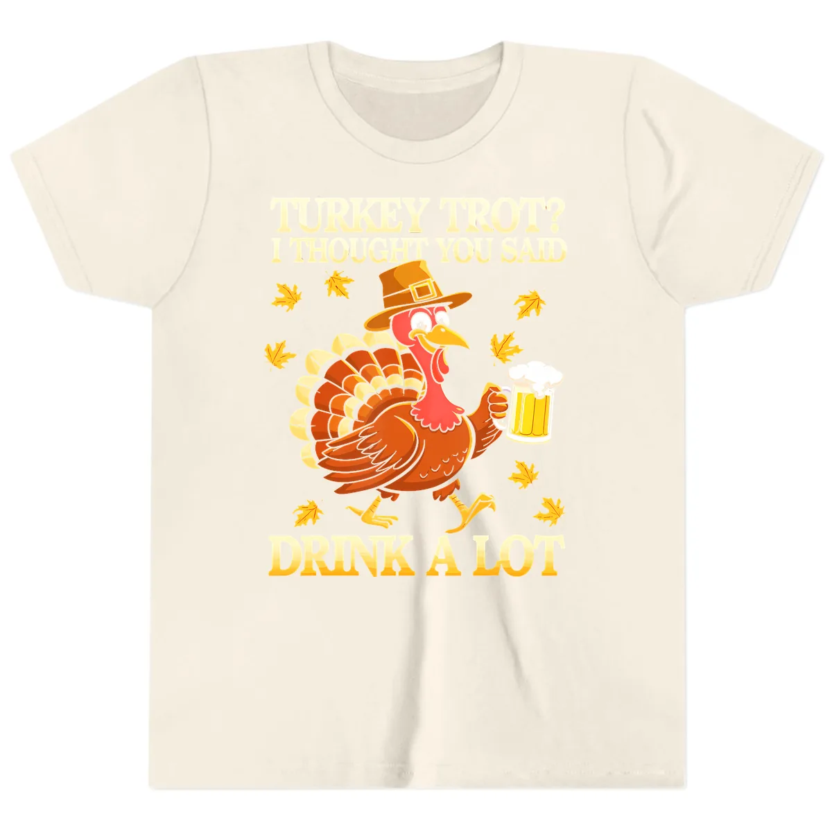 Turkey Trot Drink A Lot Youth T-Shirt in Natural