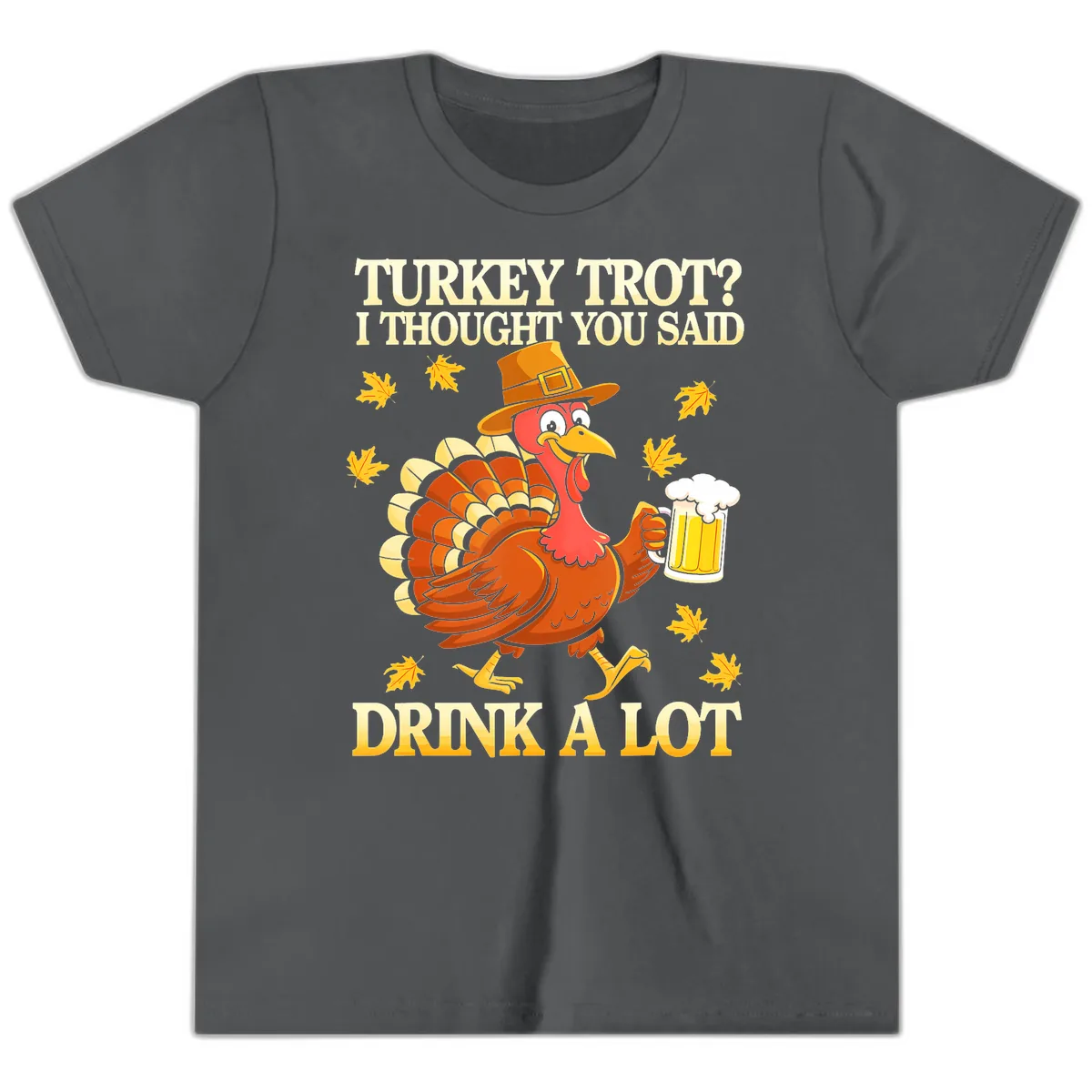 Turkey Trot Drink A Lot Youth T-Shirt in Asphalt