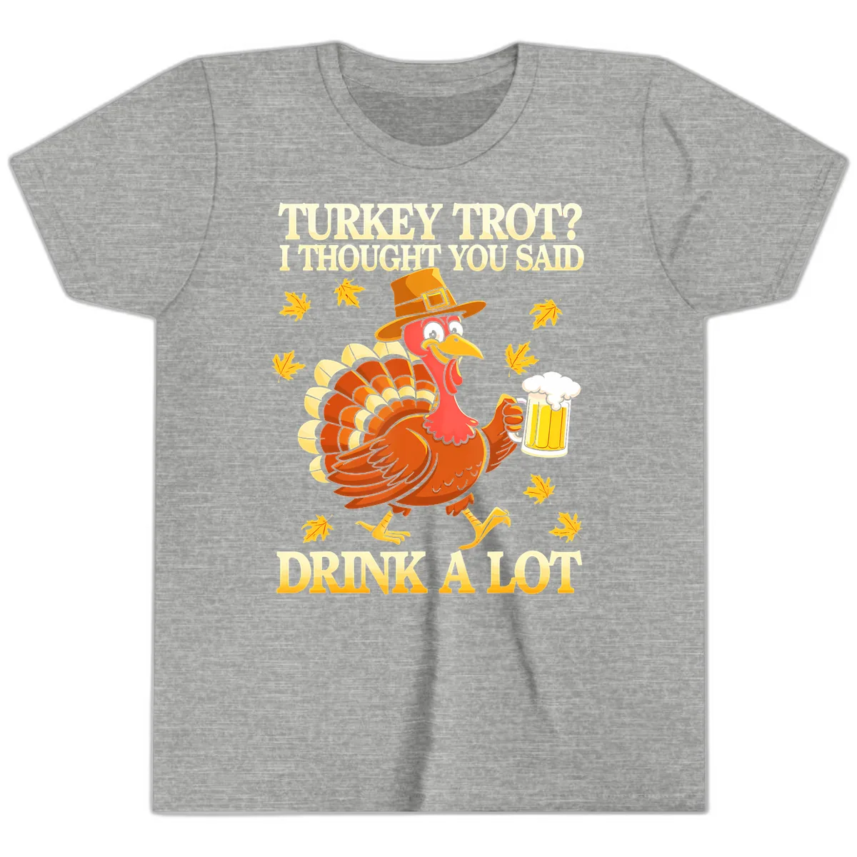Turkey Trot Drink A Lot Youth T-Shirt in Athletic Heather