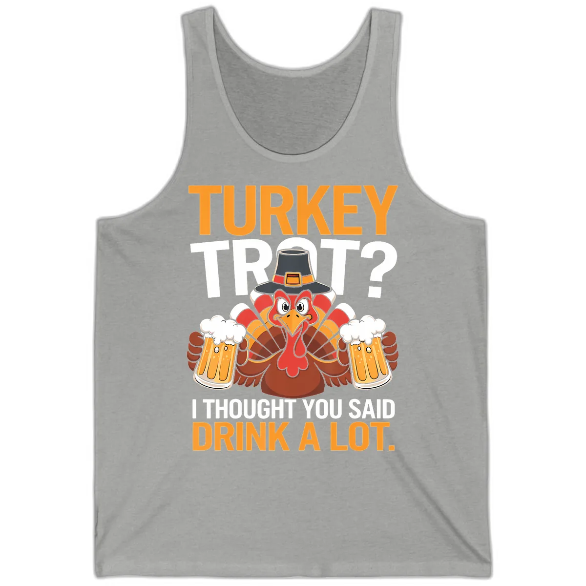 Turkey Trot Drink A Lot Thanksgiving Shirt Tank in Athletic Heather