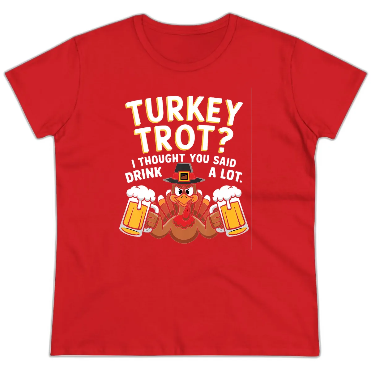 Turkey Trot Drink A Lot Ladies Tee in Red