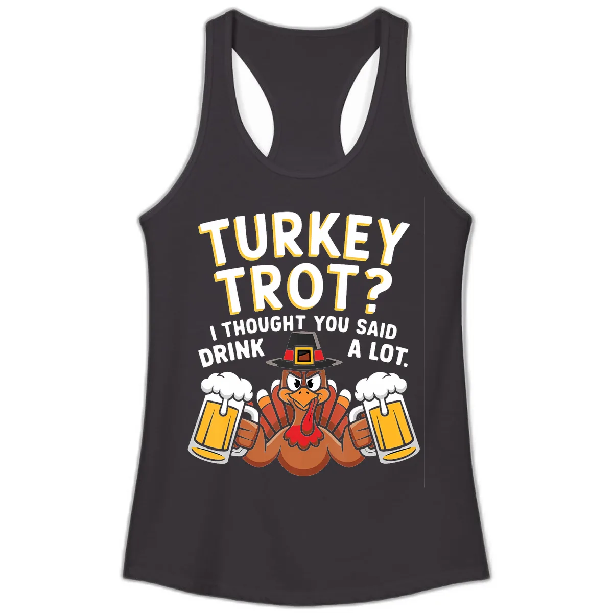 Turkey Trot Drink A Lot Ladies Tank in Black