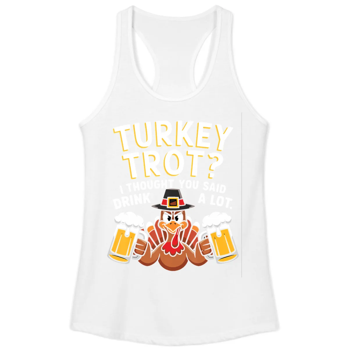 Turkey Trot Drink A Lot Ladies Tank in White