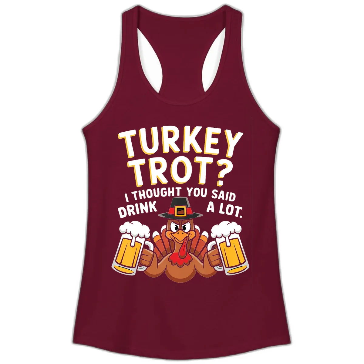 Turkey Trot Drink A Lot Ladies Tank in Solid Cardinal Red