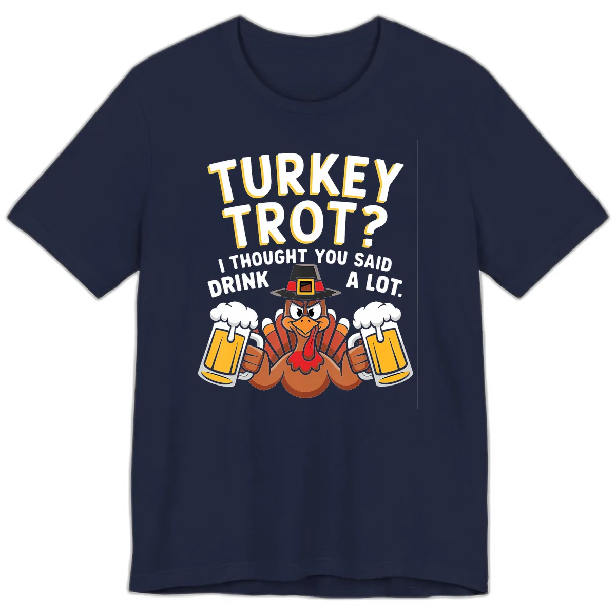 Turkey Trot Drink A Lot Premium T-Shirt in Navy