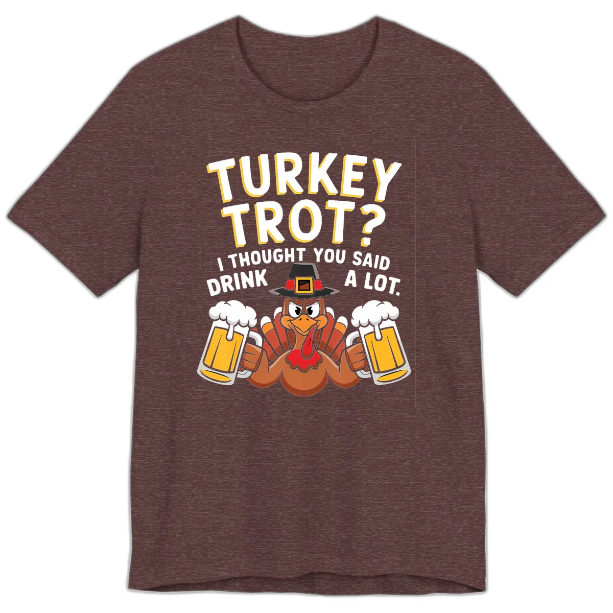 Turkey Trot Drink A Lot Premium T-Shirt in Heather Maroon