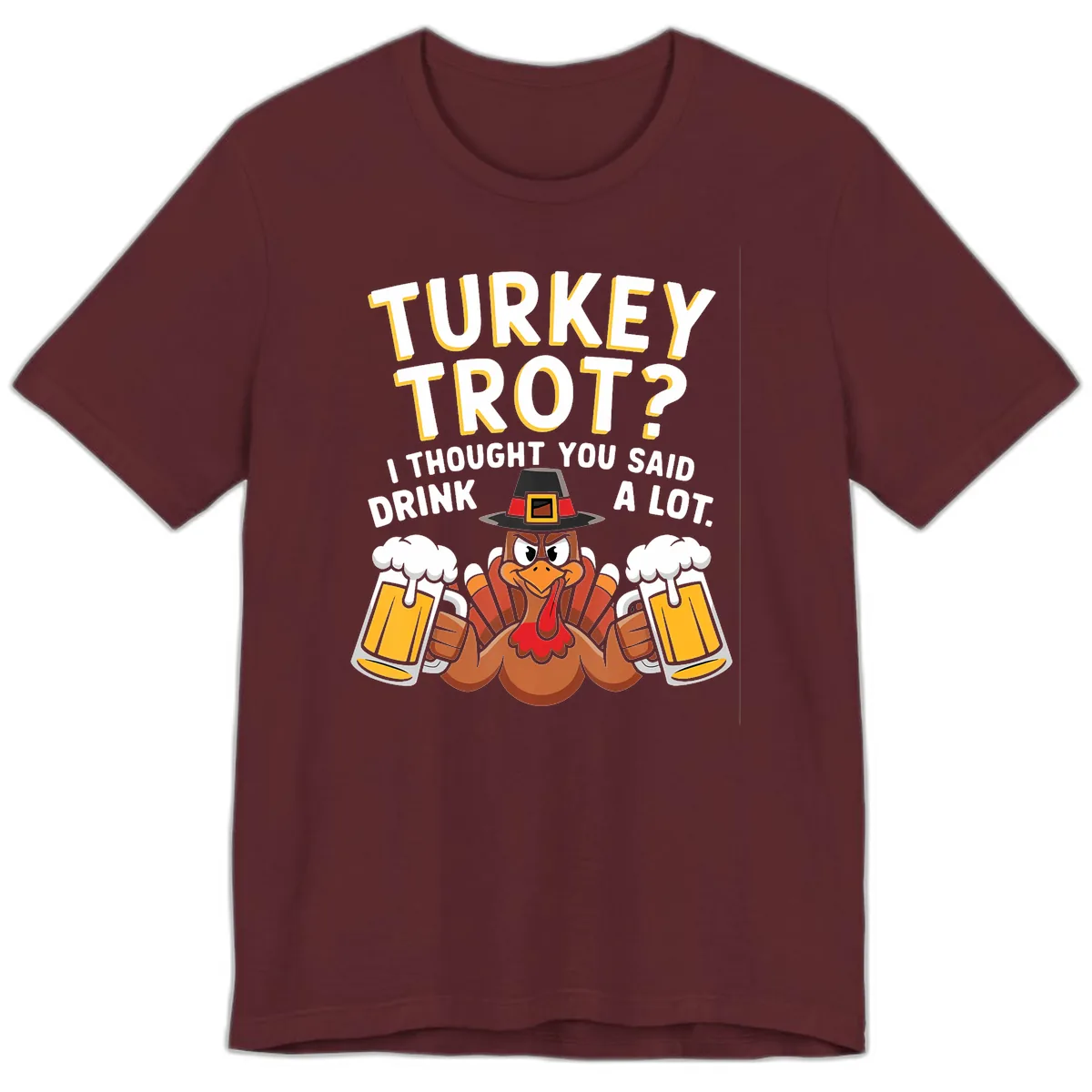 Turkey Trot Drink A Lot Premium T-Shirt in Maroon