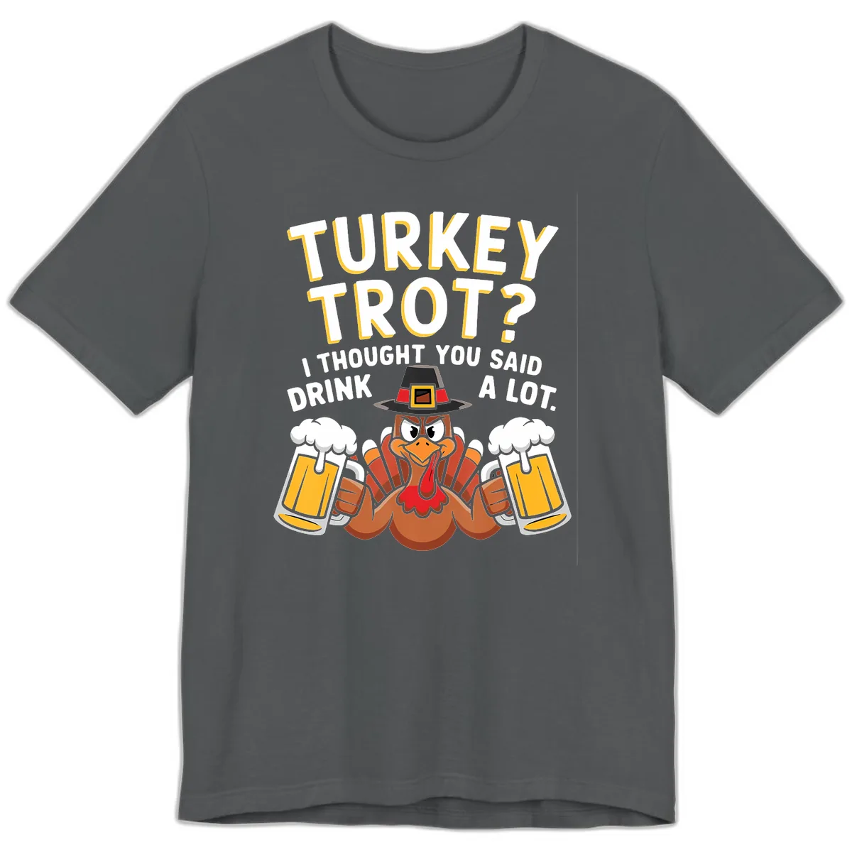 Turkey Trot Drink A Lot Premium T-Shirt in Asphalt