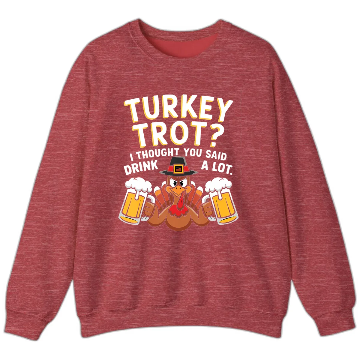 Turkey Trot Drink A Lot Sweatshirt in Heather Scarlet Red