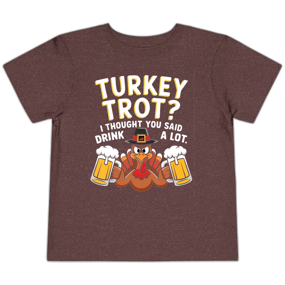 Turkey Trot Drink A Lot Toddler T-Shirt in Heather Maroon