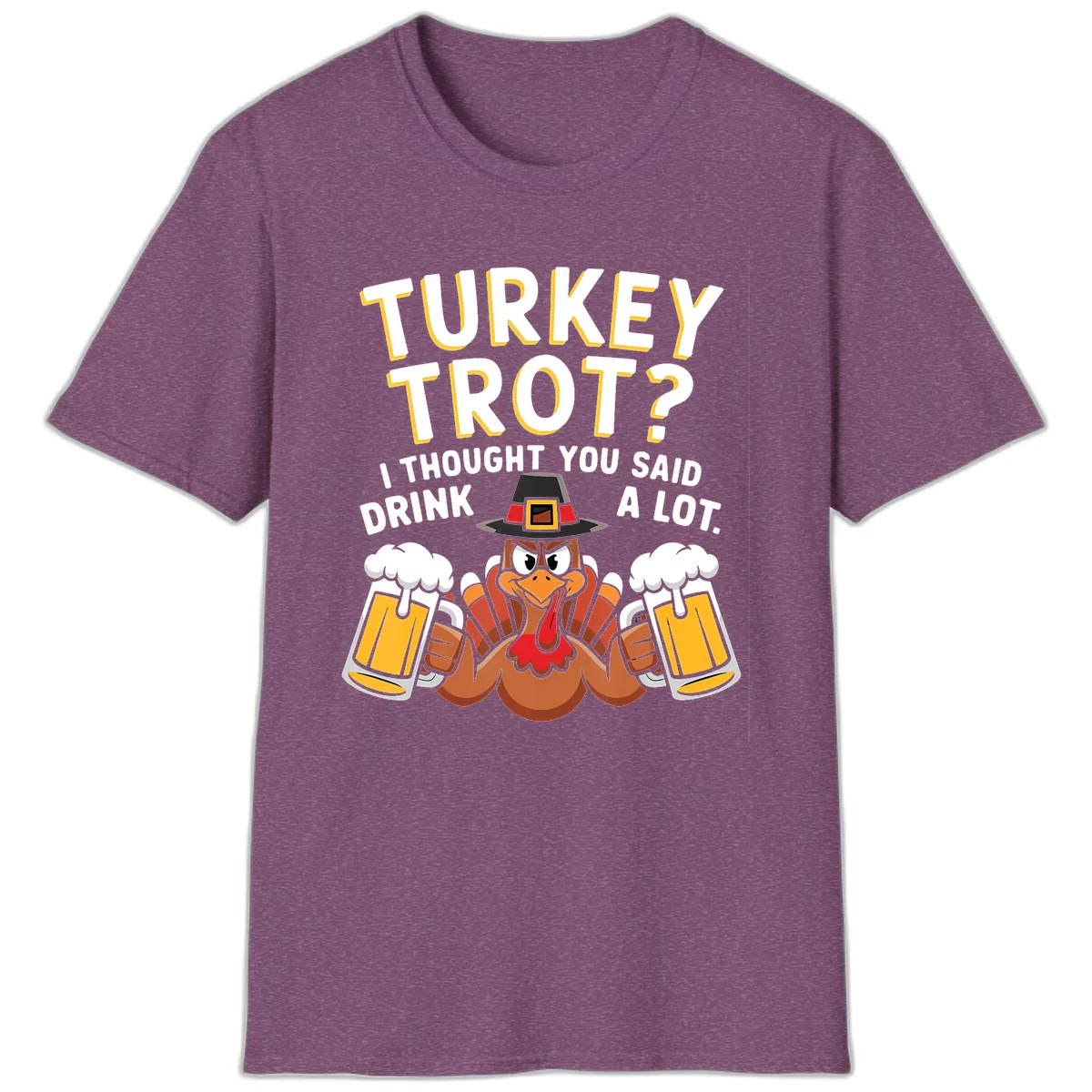Turkey Trot Drink A Lot T-Shirt in Heather Maroon