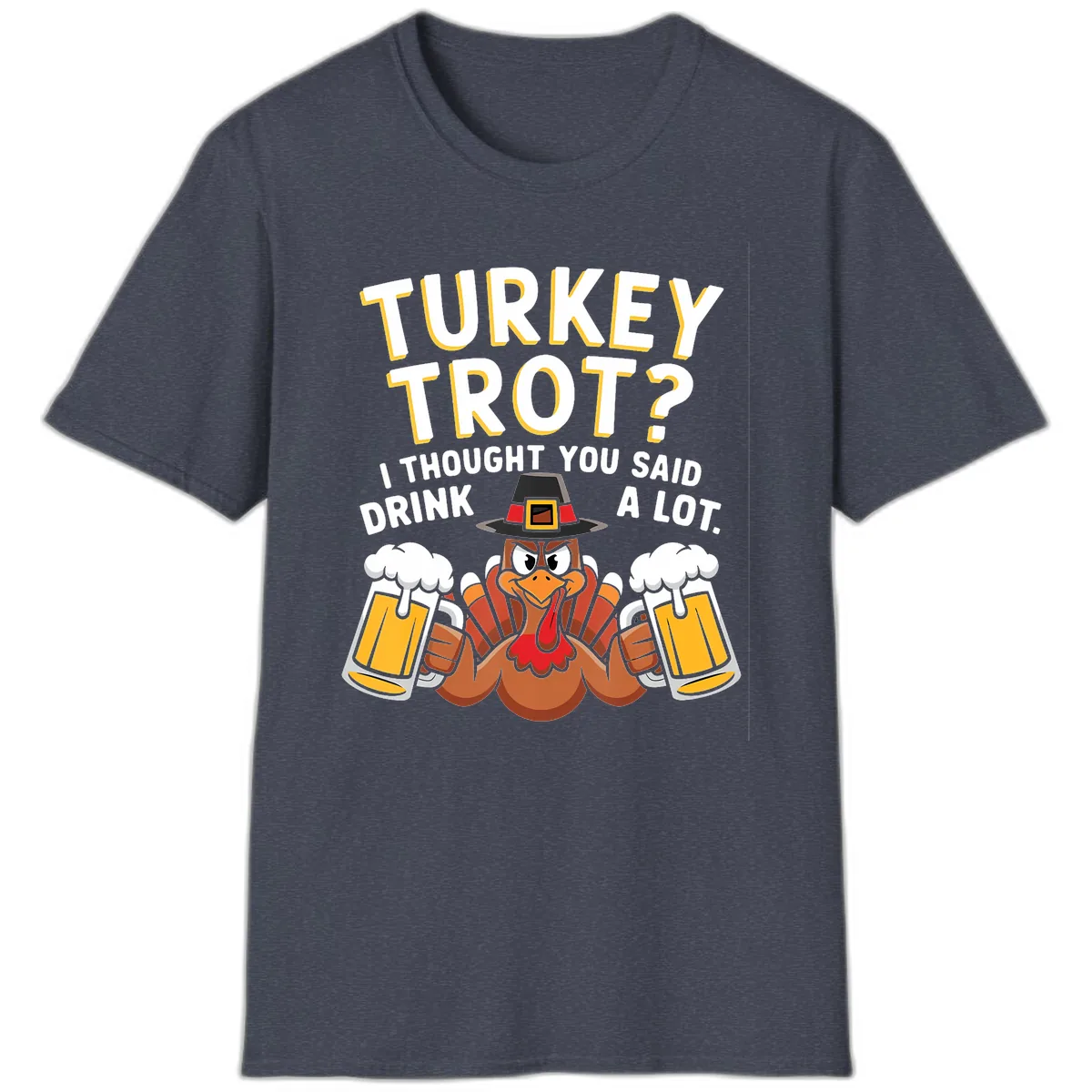 Turkey Trot Drink A Lot T-Shirt in Heather Navy