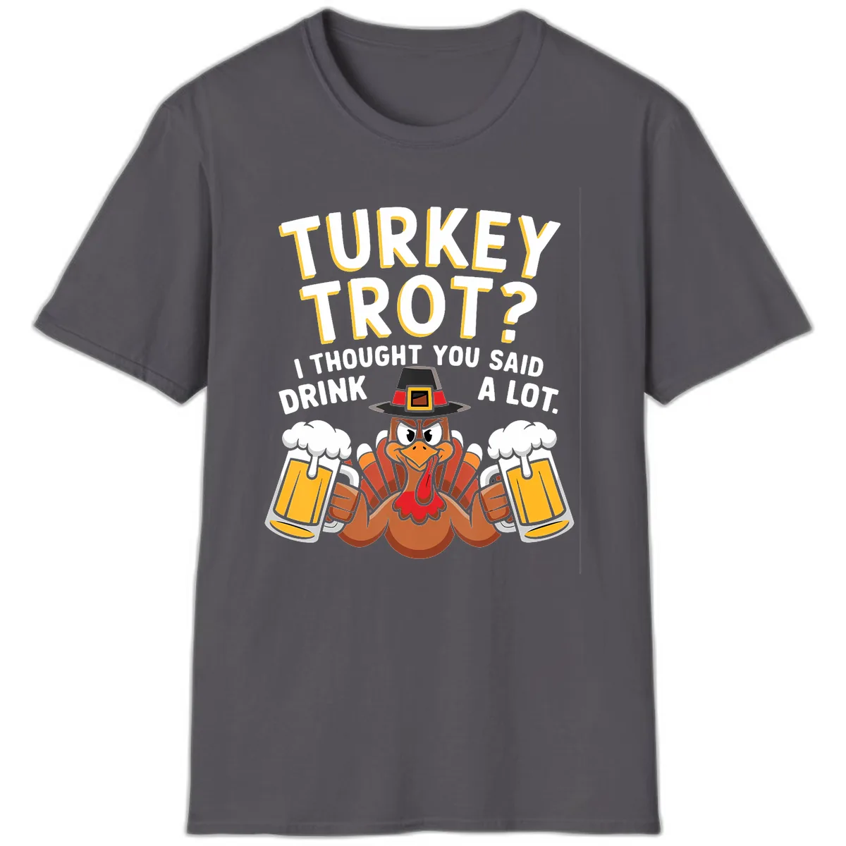 Turkey Trot Drink A Lot T-Shirt in Charcoal