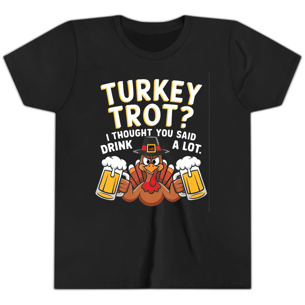 Turkey Trot Drink A Lot Youth T-Shirt in Black