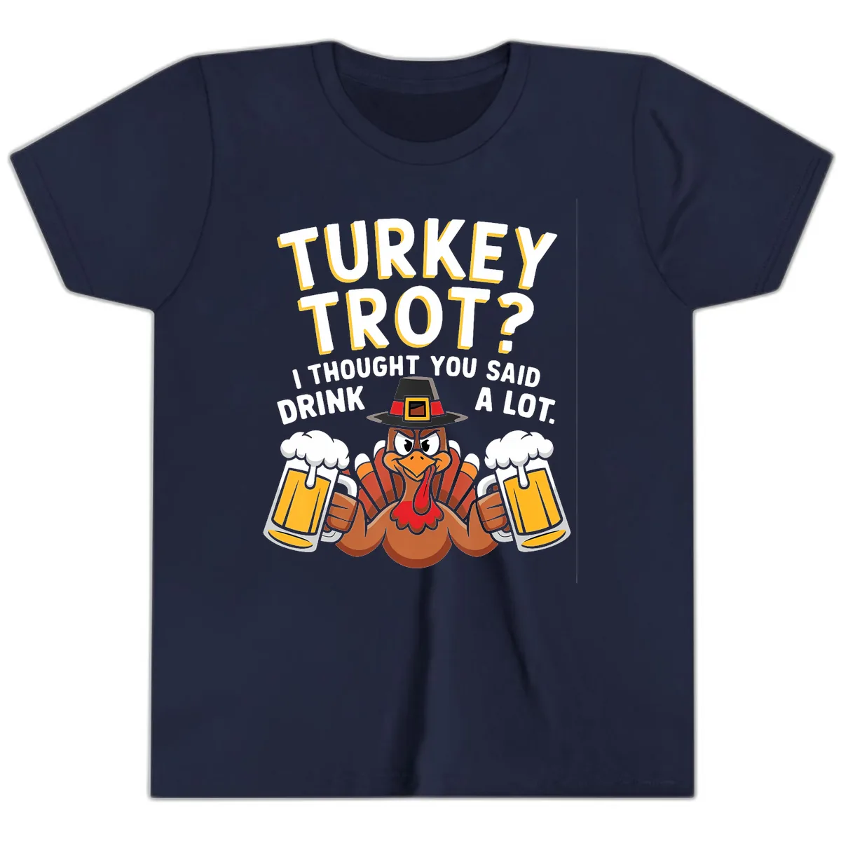 Turkey Trot Drink A Lot Youth T-Shirt in Navy