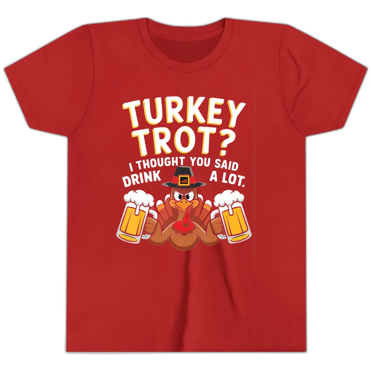 Turkey Trot Drink A Lot Youth T-Shirt in Red